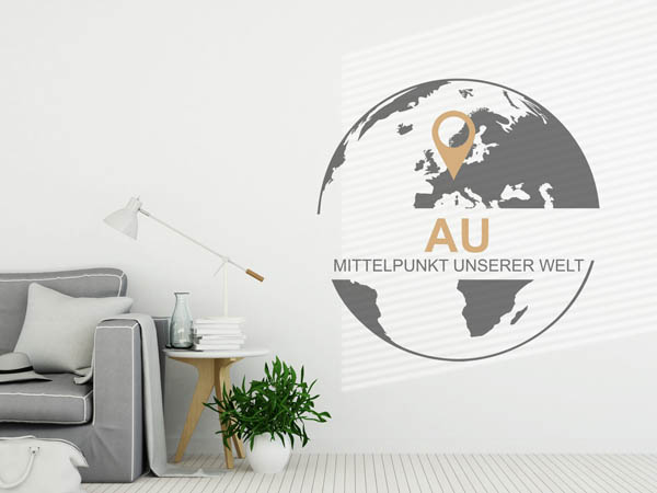 Wandtattoo Au - Mittelpunkt unserer Welt mit Pin im Globus