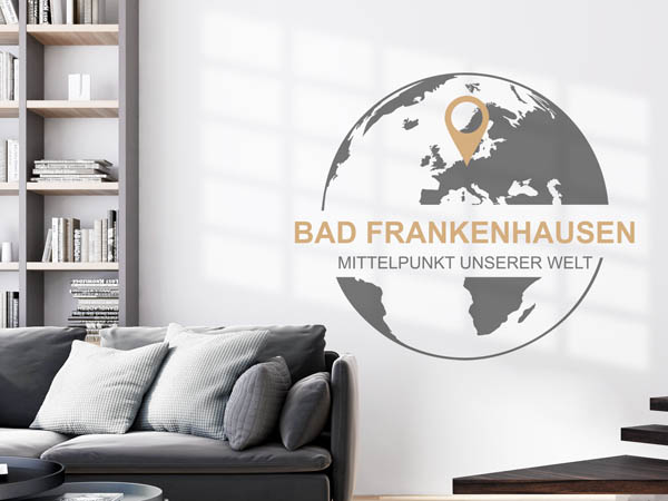 Wandtattoo Bad Frankenhausen - Mittelpunkt unserer Welt mit Pin im Globus