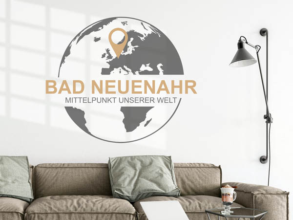Wandtattoo Bad Neuenahr - Mittelpunkt unserer Welt mit Pin im Globus