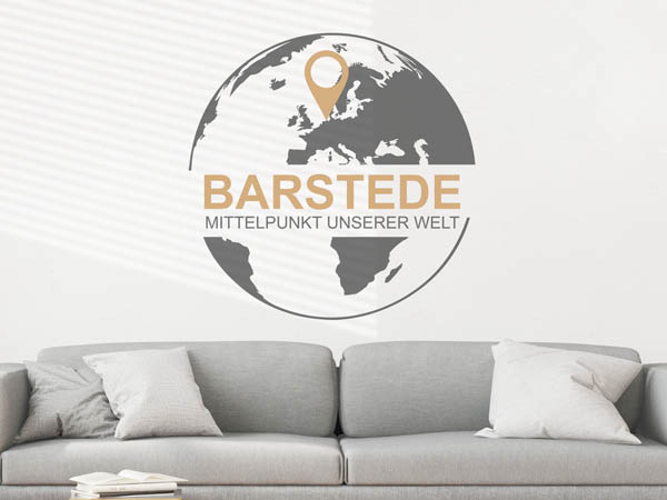 Wandtattoo Barstede - Mittelpunkt unserer Welt mit Pin im Globus