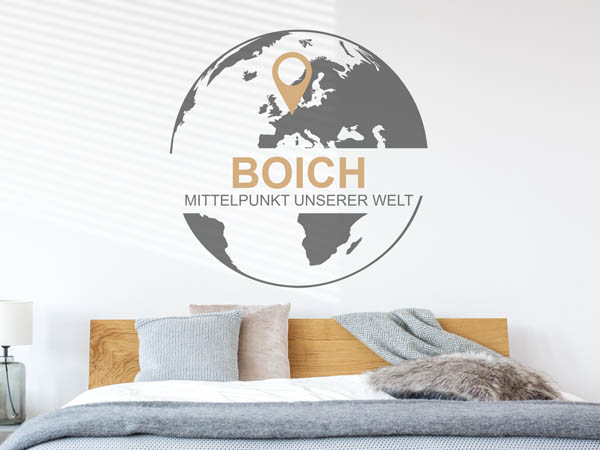 Wandtattoo Boich - Mittelpunkt unserer Welt mit Pin im Globus