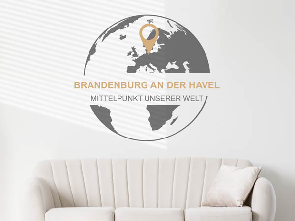 Wandtattoo Brandenburg an der Havel - Mittelpunkt unserer Welt mit Pin im Globus