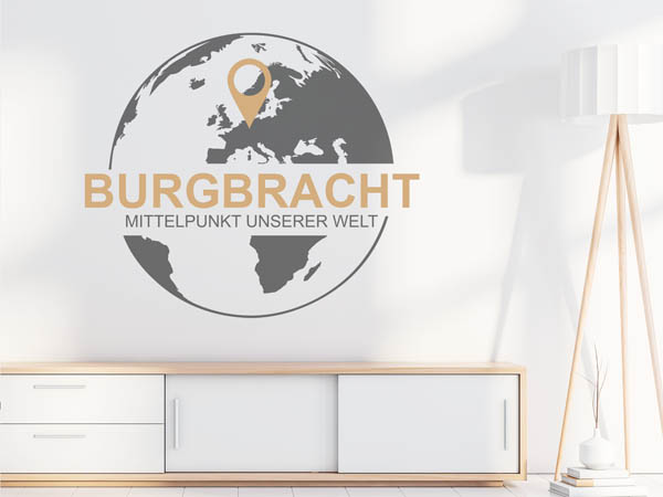 Wandtattoo Burgbracht - Mittelpunkt unserer Welt mit Pin im Globus