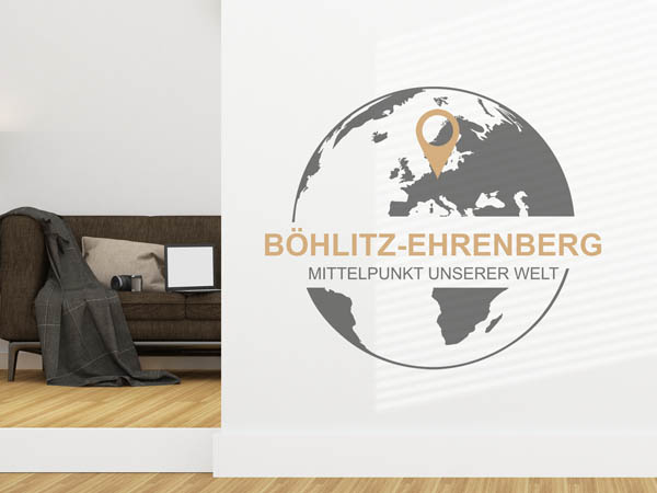 Wandtattoo Böhlitz-Ehrenberg - Mittelpunkt unserer Welt mit Pin im Globus