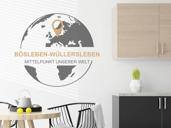 Wandtattoo Bösleben-Wüllersleben - Mittelpunkt unserer Welt mit Pin im Globus