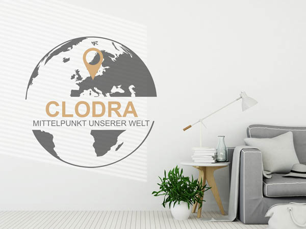 Wandtattoo Clodra - Mittelpunkt unserer Welt mit Pin im Globus