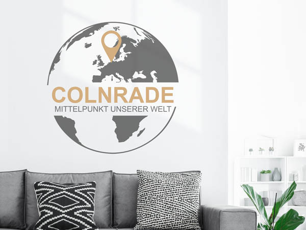 Wandtattoo Colnrade - Mittelpunkt unserer Welt mit Pin im Globus