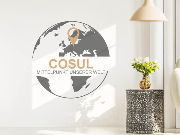 Wandtattoo Cosul - Mittelpunkt unserer Welt mit Pin im Globus
