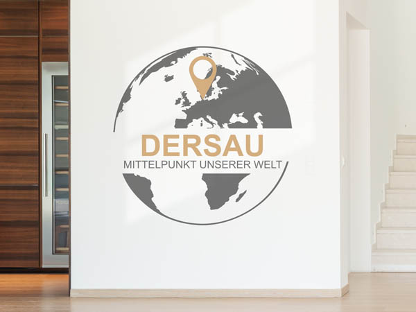 Wandtattoo Dersau - Mittelpunkt unserer Welt mit Pin im Globus
