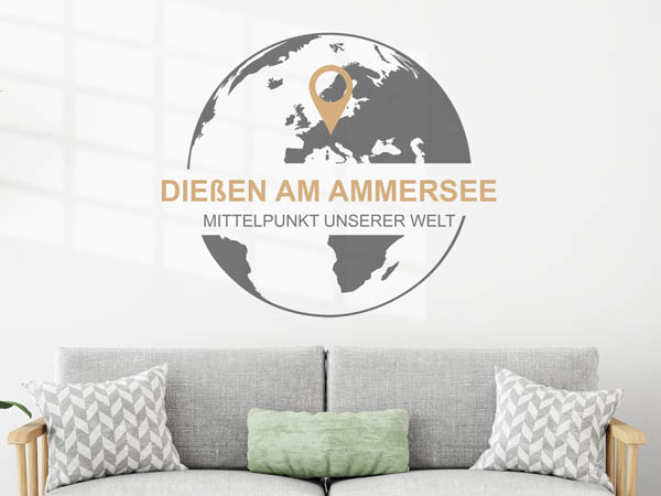 Wandtattoo Dießen am Ammersee - Mittelpunkt unserer Welt mit Pin im Globus
