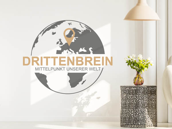 Wandtattoo Drittenbrein - Mittelpunkt unserer Welt mit Pin im Globus