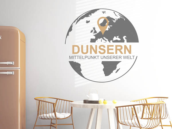 Wandtattoo Dunsern - Mittelpunkt unserer Welt mit Pin im Globus