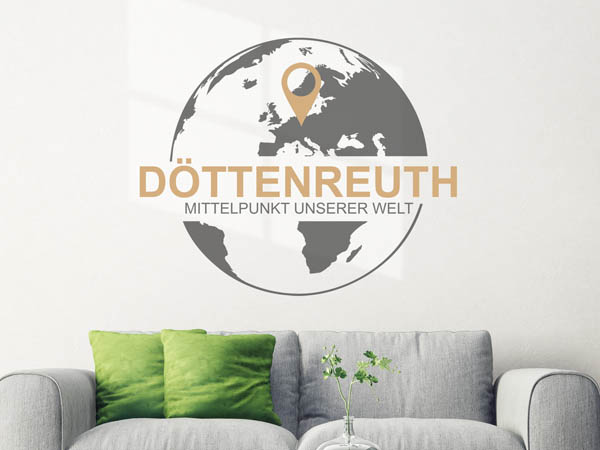 Wandtattoo Döttenreuth - Mittelpunkt unserer Welt mit Pin im Globus