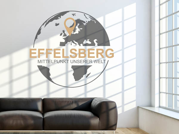 Wandtattoo Effelsberg - Mittelpunkt unserer Welt mit Pin im Globus