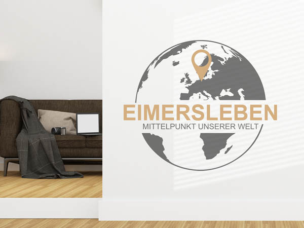 Wandtattoo Eimersleben - Mittelpunkt unserer Welt mit Pin im Globus