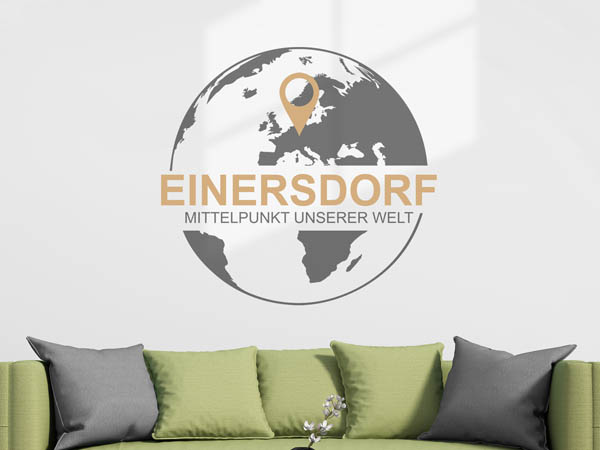 Wandtattoo Einersdorf - Mittelpunkt unserer Welt mit Pin im Globus