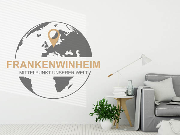 Wandtattoo Frankenwinheim - Mittelpunkt unserer Welt mit Pin im Globus