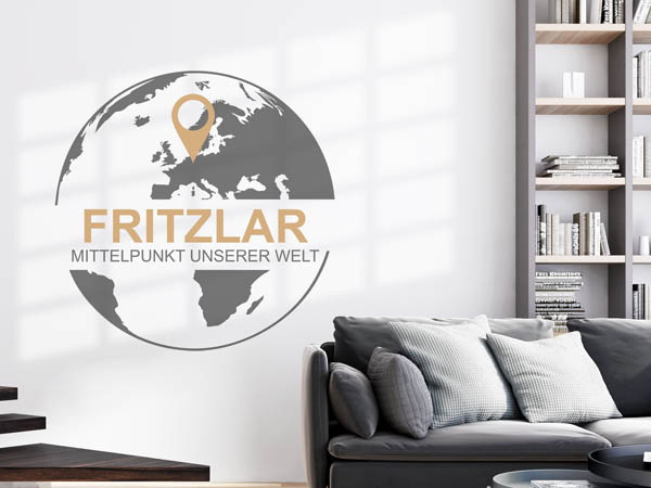Wandtattoo Fritzlar - Mittelpunkt unserer Welt mit Pin im Globus