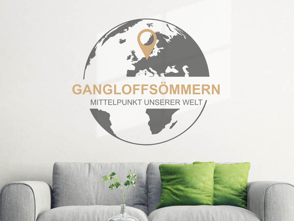 Wandtattoo Gangloffsömmern - Mittelpunkt unserer Welt mit Pin im Globus