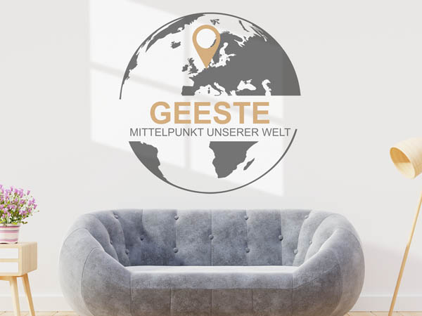 Wandtattoo Geeste - Mittelpunkt unserer Welt mit Pin im Globus