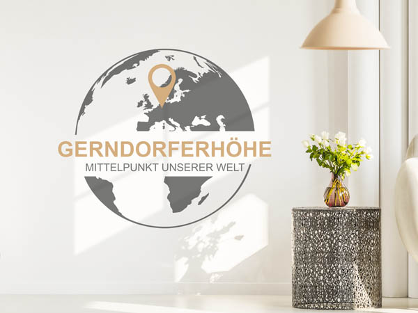 Wandtattoo Gerndorferhöhe - Mittelpunkt unserer Welt mit Pin im Globus
