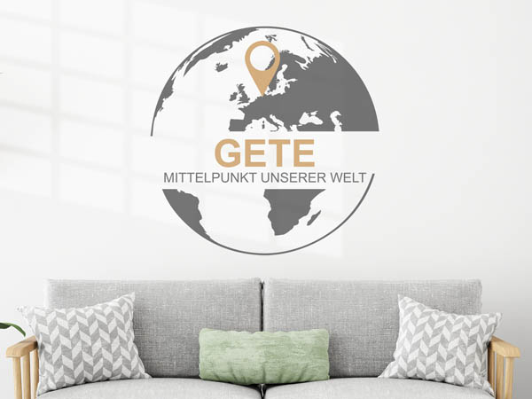 Wandtattoo Gete - Mittelpunkt unserer Welt mit Pin im Globus