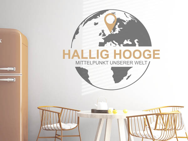 Wandtattoo Hallig Hooge - Mittelpunkt unserer Welt mit Pin im Globus