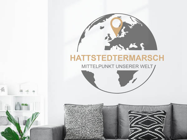 Wandtattoo Hattstedtermarsch - Mittelpunkt unserer Welt mit Pin im Globus