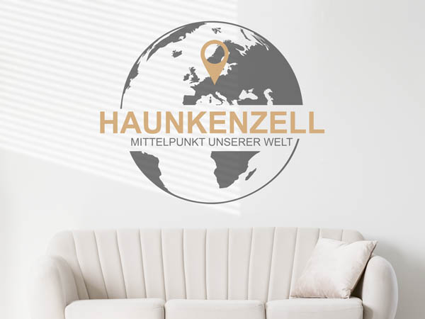 Wandtattoo Haunkenzell - Mittelpunkt unserer Welt mit Pin im Globus