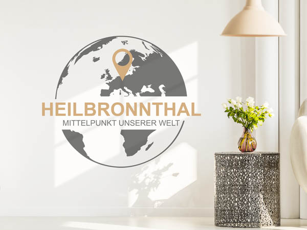 Wandtattoo Heilbronnthal - Mittelpunkt unserer Welt mit Pin im Globus