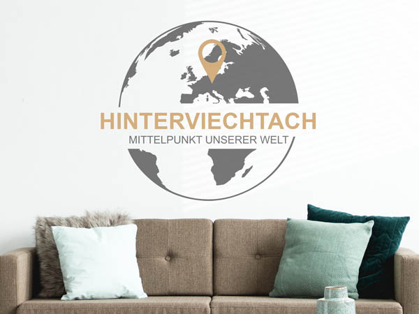 Wandtattoo Hinterviechtach - Mittelpunkt unserer Welt mit Pin im Globus