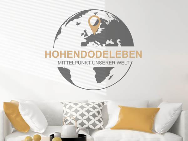 Wandtattoo Hohendodeleben - Mittelpunkt unserer Welt mit Pin im Globus