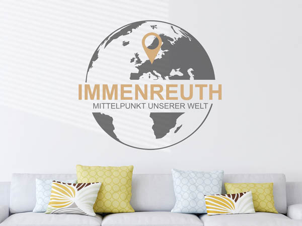 Wandtattoo Immenreuth - Mittelpunkt unserer Welt mit Pin im Globus