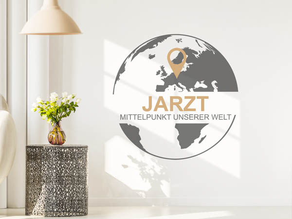 Wandtattoo Jarzt - Mittelpunkt unserer Welt mit Pin im Globus