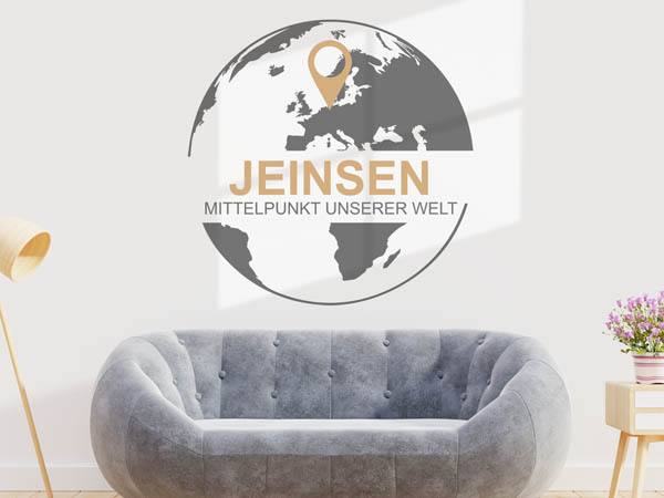 Wandtattoo Jeinsen - Mittelpunkt unserer Welt mit Pin im Globus