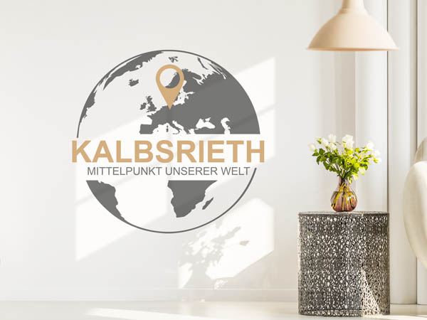 Wandtattoo Kalbsrieth - Mittelpunkt unserer Welt mit Pin im Globus