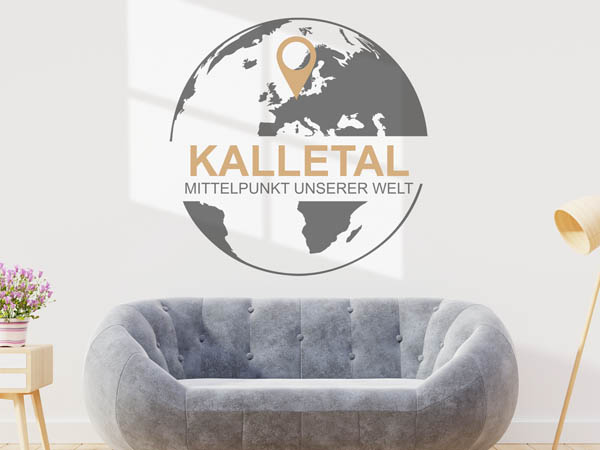 Wandtattoo Kalletal - Mittelpunkt unserer Welt mit Pin im Globus