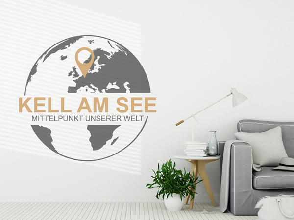 Wandtattoo Kell am See - Mittelpunkt unserer Welt mit Pin im Globus