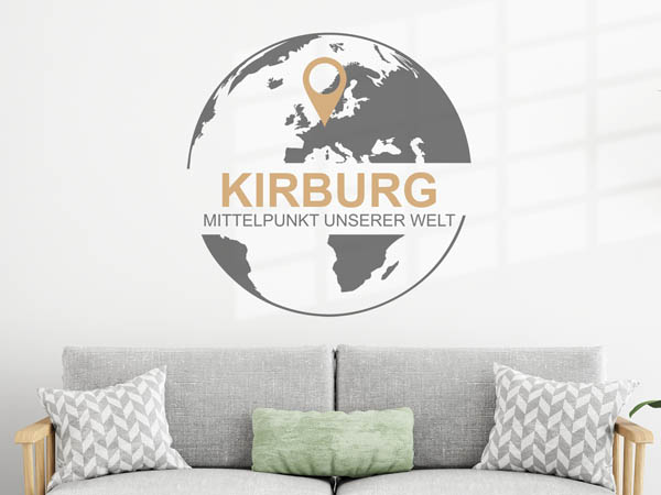 Wandtattoo Kirburg - Mittelpunkt unserer Welt mit Pin im Globus