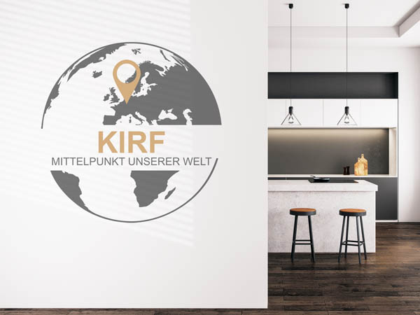 Wandtattoo Kirf - Mittelpunkt unserer Welt mit Pin im Globus