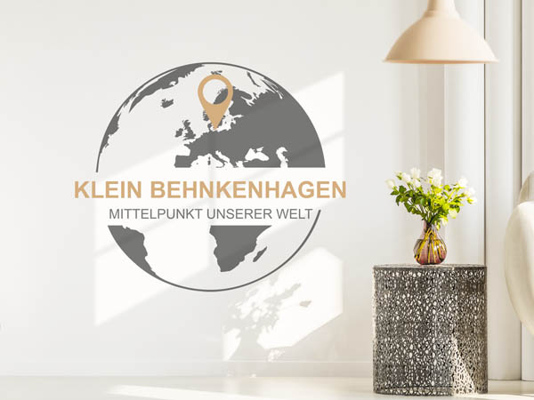 Wandtattoo Klein Behnkenhagen - Mittelpunkt unserer Welt mit Pin im Globus