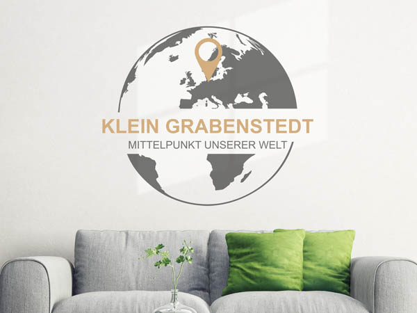 Wandtattoo Klein Grabenstedt - Mittelpunkt unserer Welt mit Pin im Globus