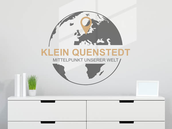 Wandtattoo Klein Quenstedt - Mittelpunkt unserer Welt mit Pin im Globus