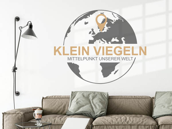 Wandtattoo Klein Viegeln - Mittelpunkt unserer Welt mit Pin im Globus