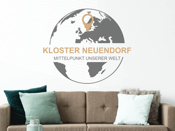 Wandtattoo Kloster Neuendorf - Mittelpunkt unserer Welt mit Pin im Globus