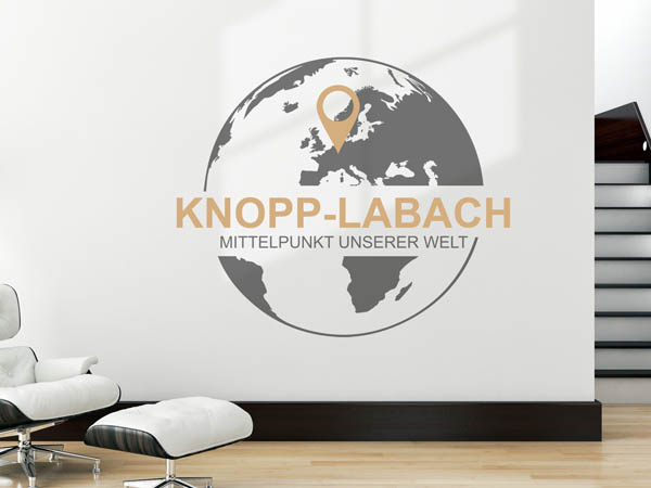 Wandtattoo Knopp-Labach - Mittelpunkt unserer Welt mit Pin im Globus