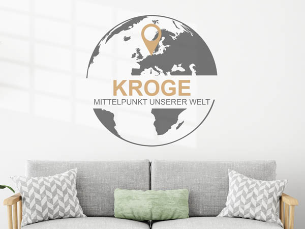 Wandtattoo Kroge - Mittelpunkt unserer Welt mit Pin im Globus
