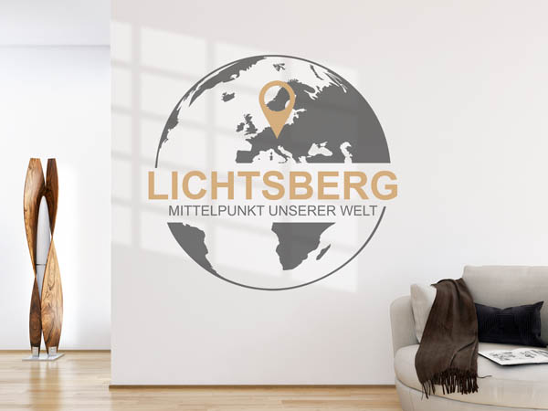 Wandtattoo Lichtsberg - Mittelpunkt unserer Welt mit Pin im Globus