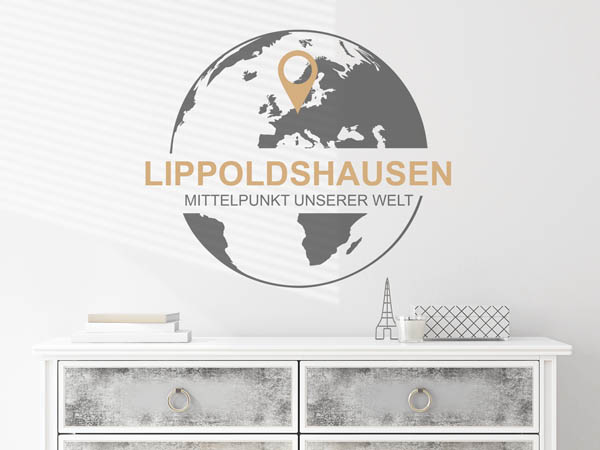 Wandtattoo Lippoldshausen - Mittelpunkt unserer Welt mit Pin im Globus