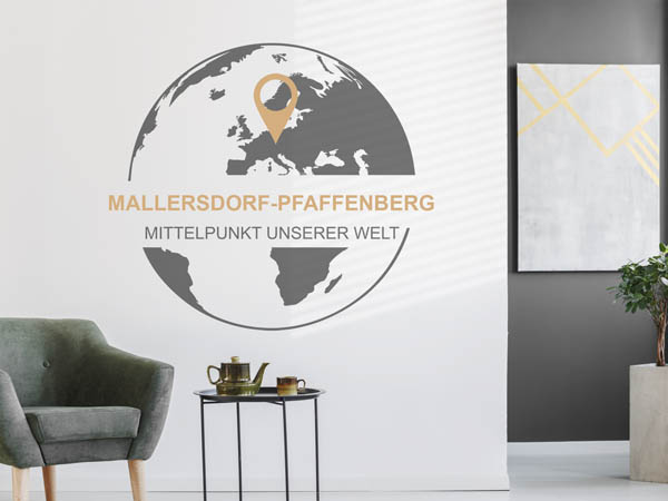 Wandtattoo Mallersdorf-Pfaffenberg - Mittelpunkt unserer Welt mit Pin im Globus